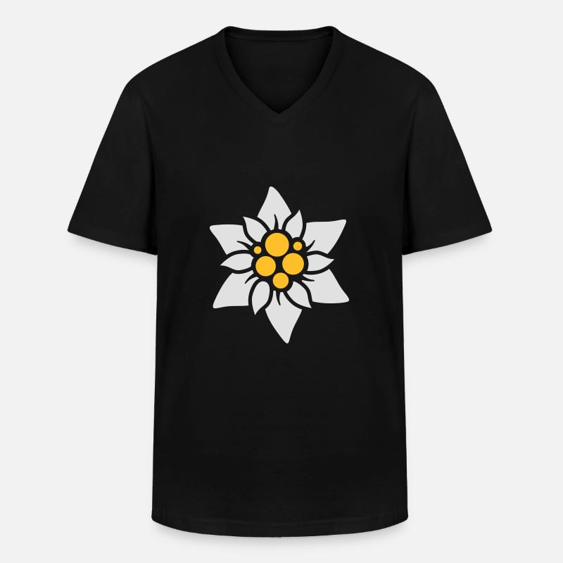 Edelweiß - Männer-T-Shirt mit V-Ausschnitt - Schwarz