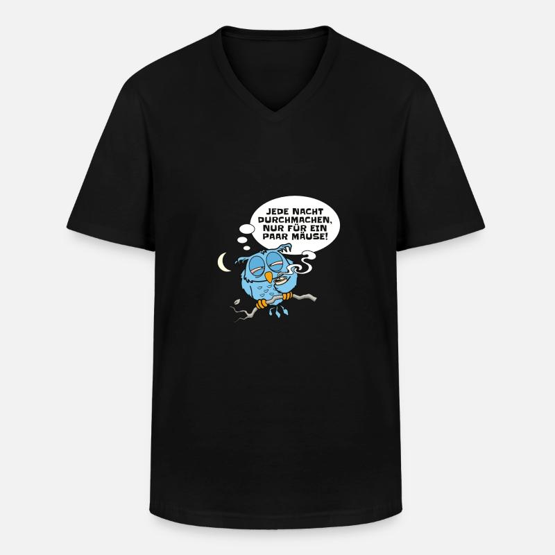 Müde Eule hat Nachtschicht - Männer-T-Shirt mit V-Ausschnitt - Schwarz