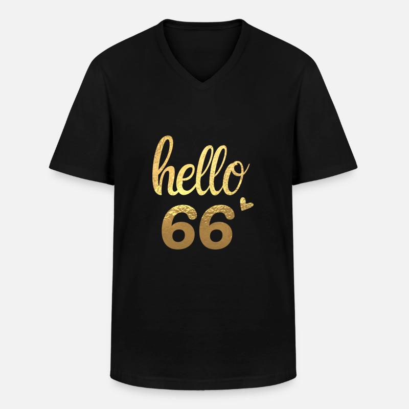 Hallo 66 gold - Männer-T-Shirt mit V-Ausschnitt - Schwarz