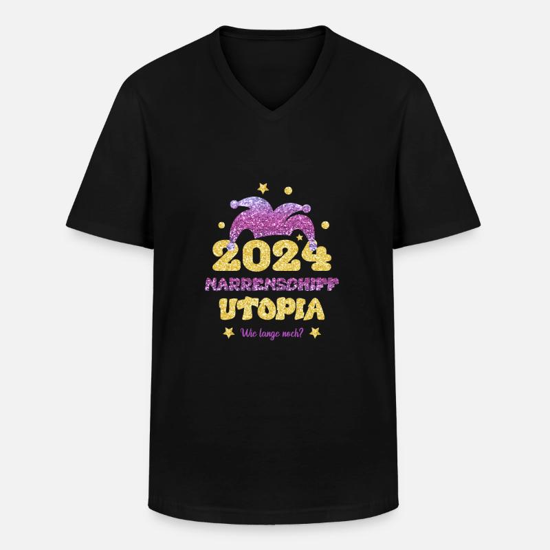 Narrenschiff Utopia 2024 - Männer-T-Shirt mit V-Ausschnitt - Schwarz