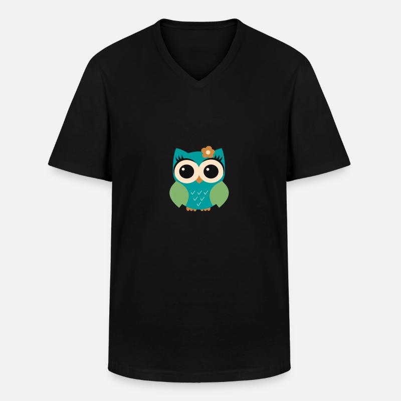 Eule Pauline - Männer-T-Shirt mit V-Ausschnitt - Schwarz