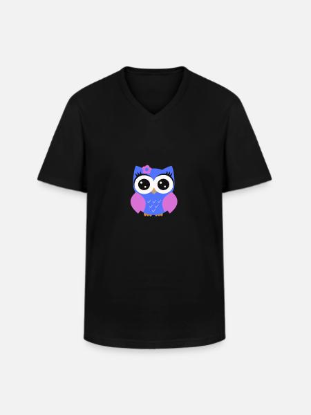 Owl Puple - Men's V-Neck T-Shirt - black