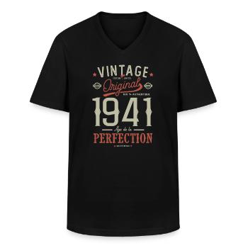 Alter der Perfektion 1941, Geburtstag 81 Jahre - Männer-T-Shirt mit V-Ausschnitt - Schwarz - Vorne - AI Model Male 178 dark (178cm)