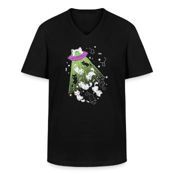 außerirdische Katzen - Männer-T-Shirt mit V-Ausschnitt - Schwarz - Vorne - AI Model Male 178 dark (178cm)