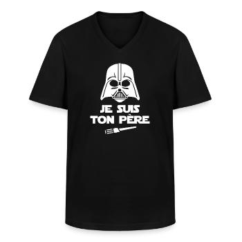 Je suis ton père - T-shirt col V Homme - noir - Devant - AI Model Male 178 dark (178cm)