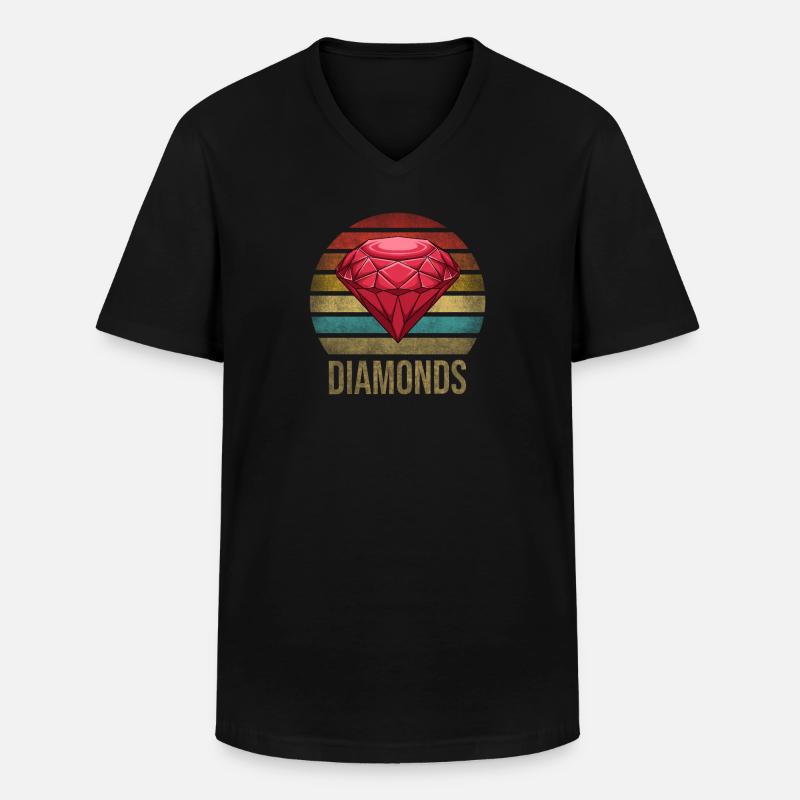 Ruby Gemstone Retro Sunset - Männer-T-Shirt mit V-Ausschnitt - Schwarz
