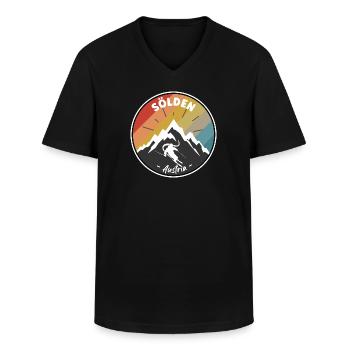 Skifahren in Sölden - Österreich - Männer-T-Shirt mit V-Ausschnitt - Schwarz - Vorne - AI Model Male 178 dark (178cm)