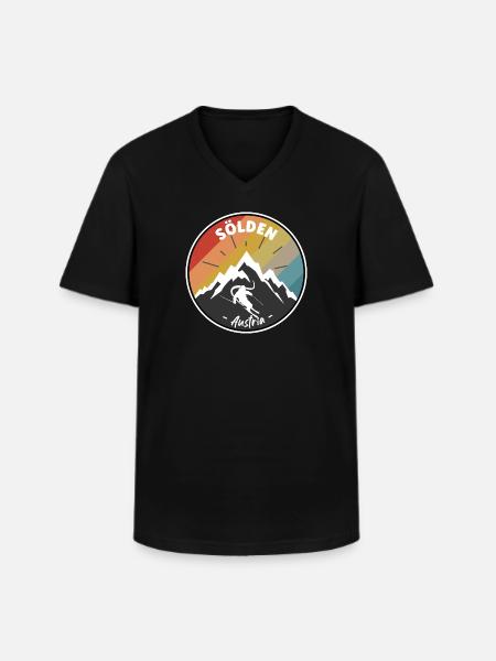 Skiing In Sölden - Austria - Men's V-Neck T-Shirt - black