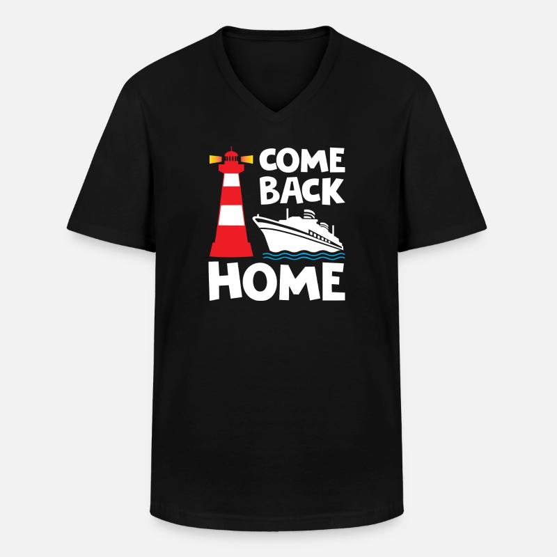 Come Back Home Lighthouse - Männer-T-Shirt mit V-Ausschnitt - Schwarz