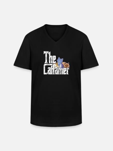 Kattefar Catfather Crazy Cat Far Kitty Daddy - Klassisk herre T-shirt med V-udskæring - sort