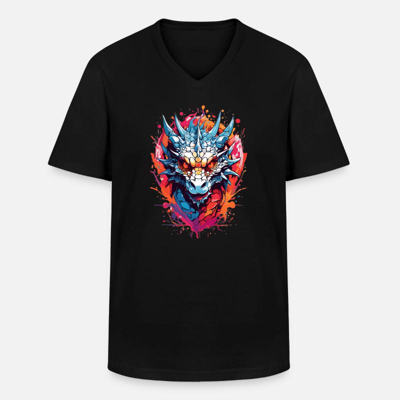 Coole Drache - Männer-T-Shirt mit V-Ausschnitt - Schwarz