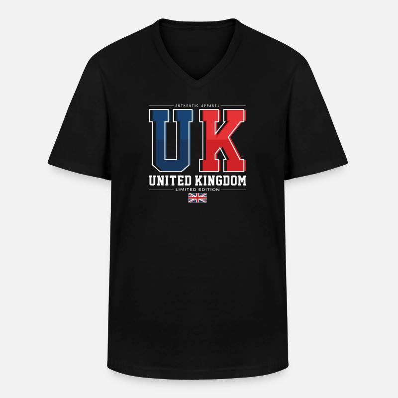 UK - Männer-T-Shirt mit V-Ausschnitt - Schwarz