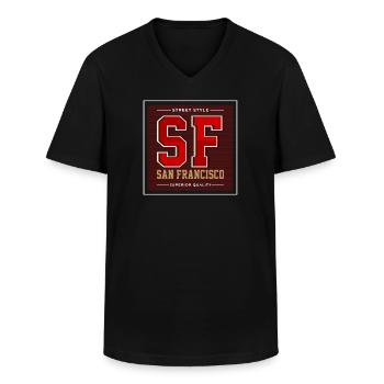 San Francisco - Men's V-Neck T-Shirt - black - Front - AI Model Male 178 dark (178cm)