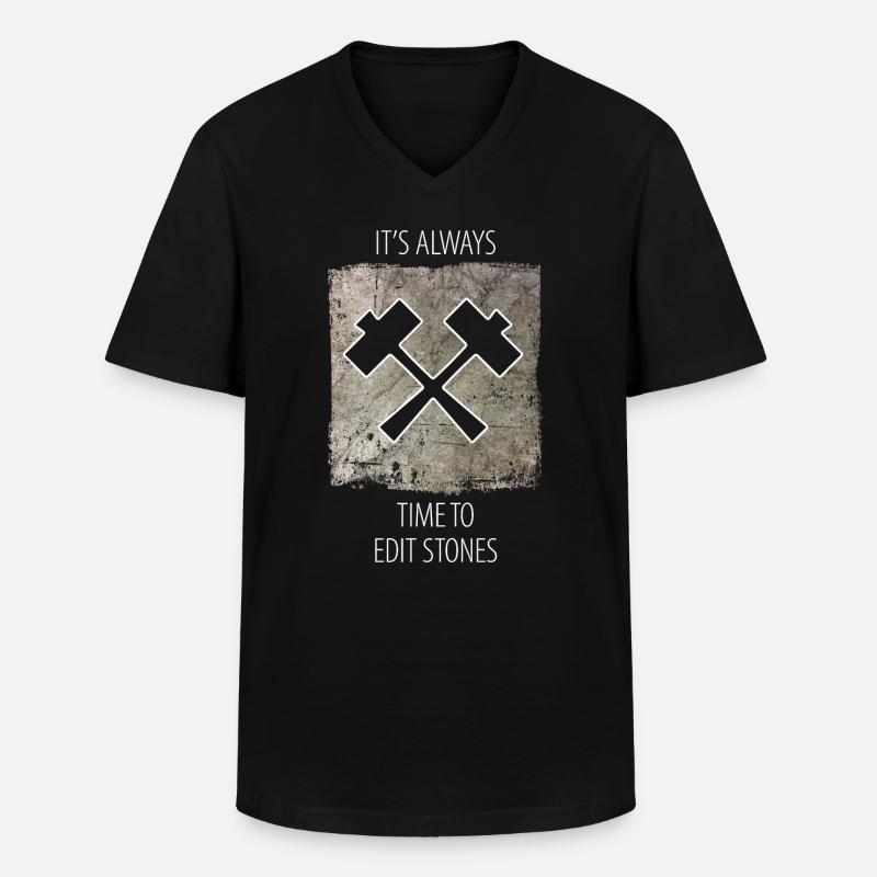 Steinmetz Steinbildhauer Spruch - Männer-T-Shirt mit V-Ausschnitt - Schwarz
