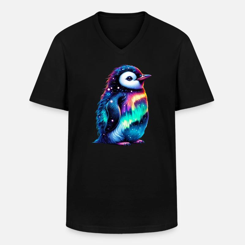 Aurora Borealis Pinguin - Männer-T-Shirt mit V-Ausschnitt - Schwarz