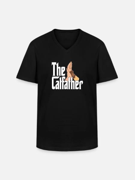 Kat Far Catfather Skør Cat Far Kitty Daddy - Klassisk herre T-shirt med V-udskæring - sort