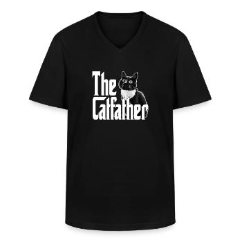 Cat Father The Catfather Crazy Cat Dad Dad - Men's V-Neck T-Shirt - black - Front - AI Model Male 178 dark (178cm)