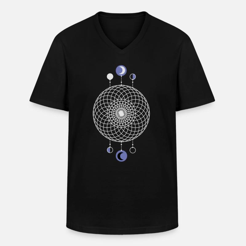 Geometrisches Muster Mondphasen - Männer-T-Shirt mit V-Ausschnitt - Schwarz