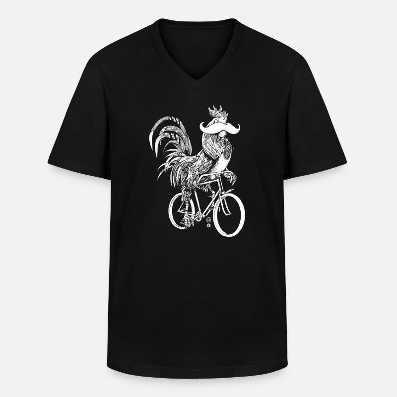 Rooster & Bicycles - white version - Men's V-Neck T-Shirt - black