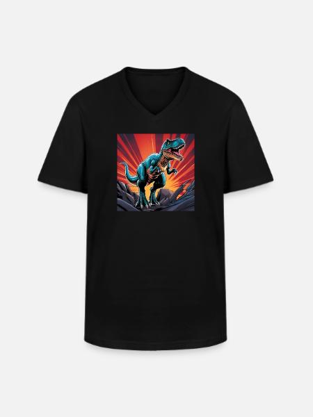 Dinosaur - Men's V-Neck T-Shirt - black
