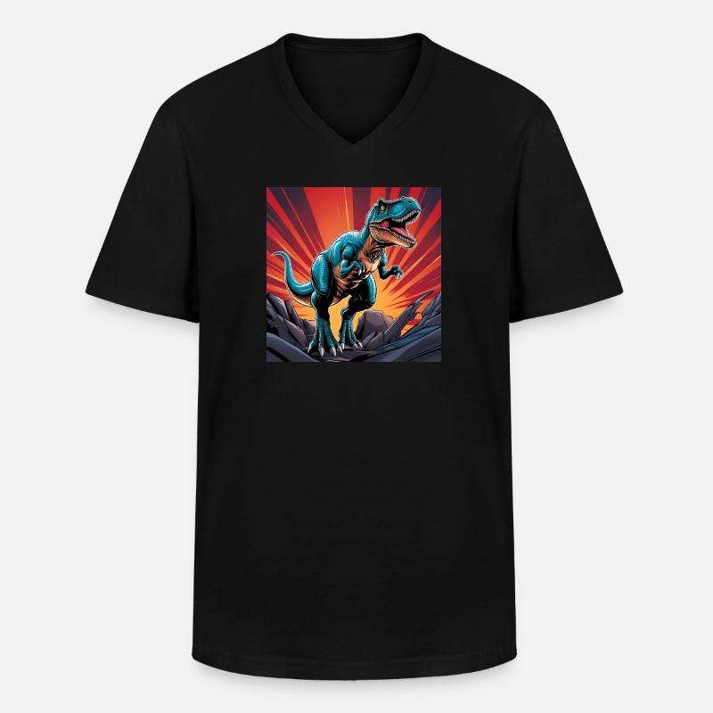Dinosaurier - Männer-T-Shirt mit V-Ausschnitt - Schwarz