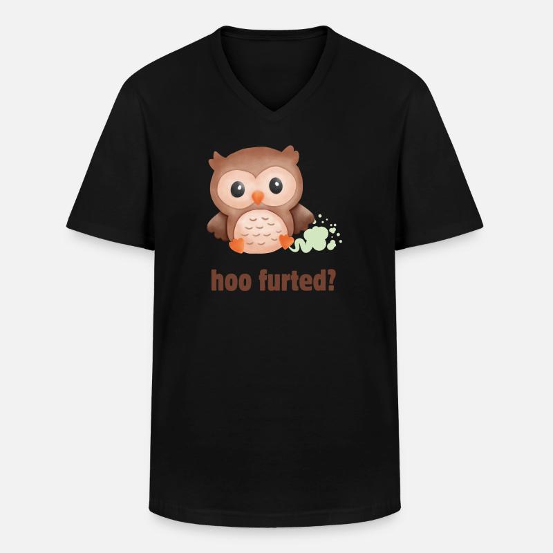 Hoo Furted Owl Pun - Männer-T-Shirt mit V-Ausschnitt - Schwarz