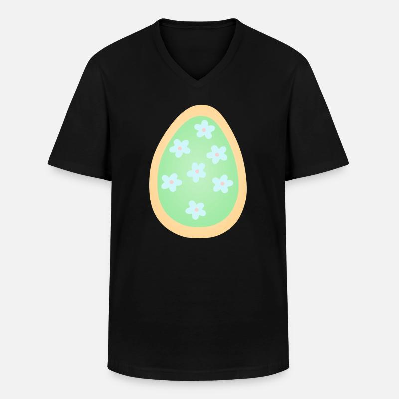 Pastel Floral Egg Pattern - Men's V-Neck T-Shirt - black