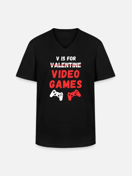 V Is For Video Games - Men's V-Neck T-Shirt - black