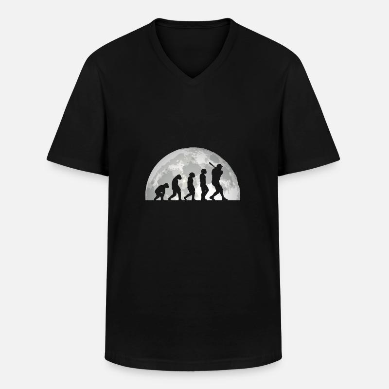Baseballspieler Evolution Baseball - Männer-T-Shirt mit V-Ausschnitt - Schwarz