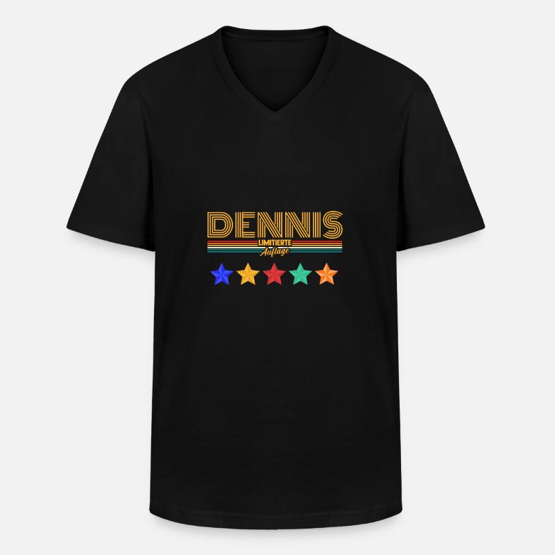 Dennis - Männer-T-Shirt mit V-Ausschnitt - Schwarz