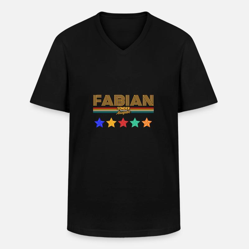 Fabian - Männer-T-Shirt mit V-Ausschnitt - Schwarz