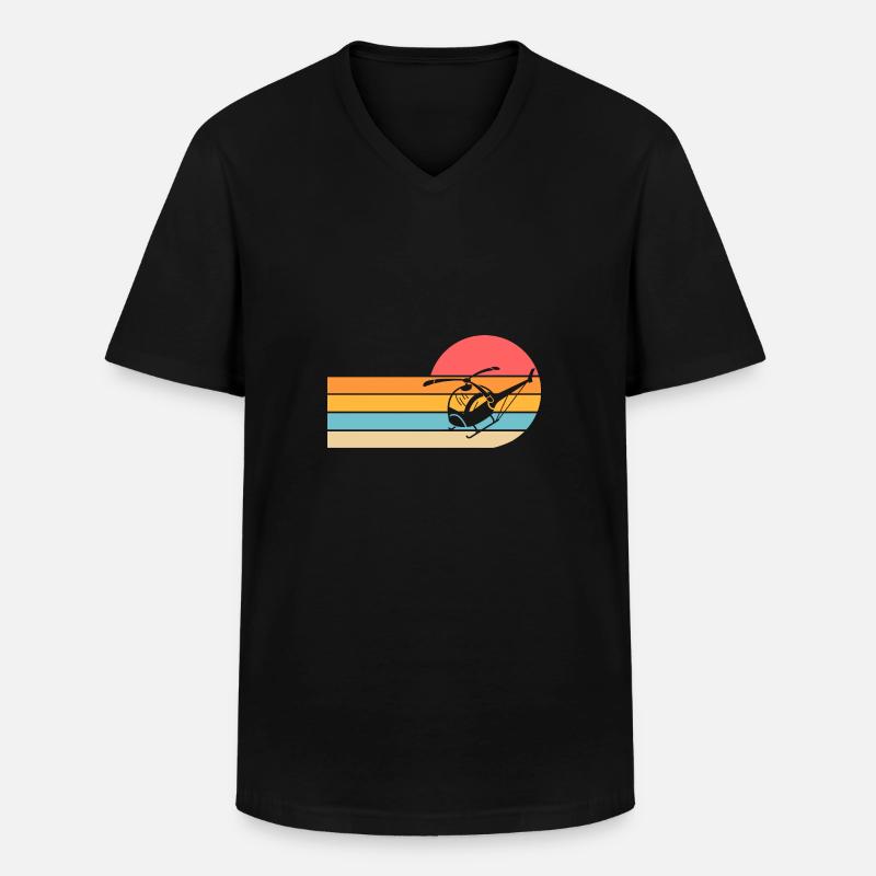 Pilot Hubschrauber Helikopter - Männer-T-Shirt mit V-Ausschnitt - Schwarz
