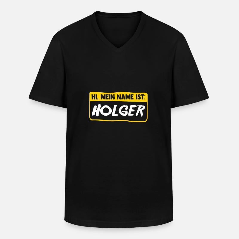 Holger - Männer-T-Shirt mit V-Ausschnitt - Schwarz