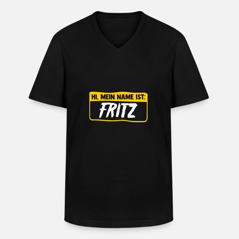 Fritz - Männer-T-Shirt mit V-Ausschnitt - Schwarz