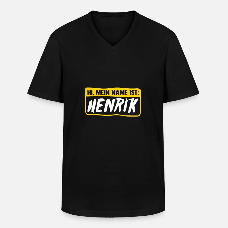 Henrik - Männer-T-Shirt mit V-Ausschnitt - Schwarz
