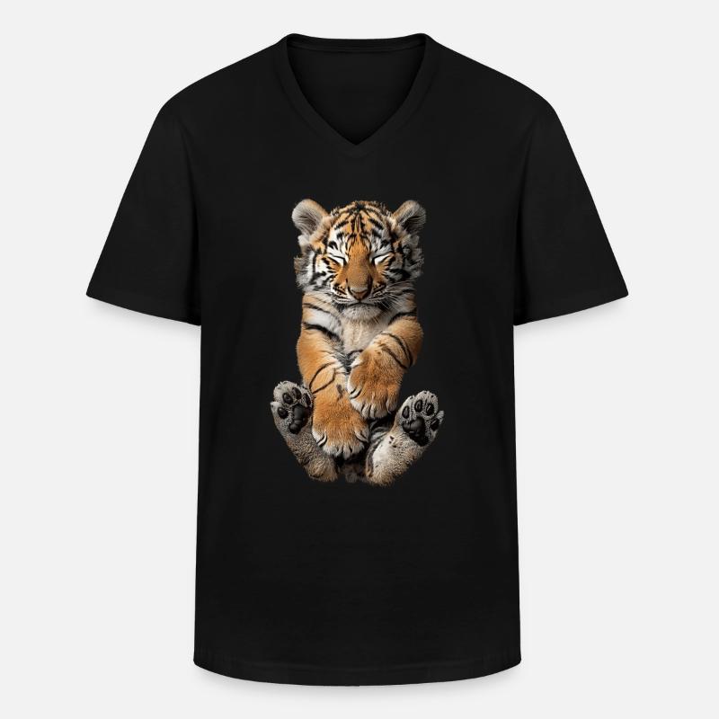 Tiger - Männer-T-Shirt mit V-Ausschnitt - Schwarz
