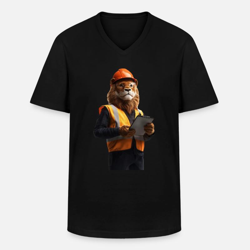 Löwe - Männer-T-Shirt mit V-Ausschnitt - Schwarz