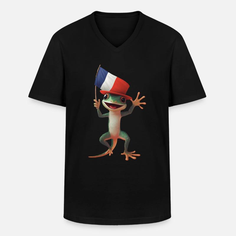 Gecko - Männer-T-Shirt mit V-Ausschnitt - Schwarz