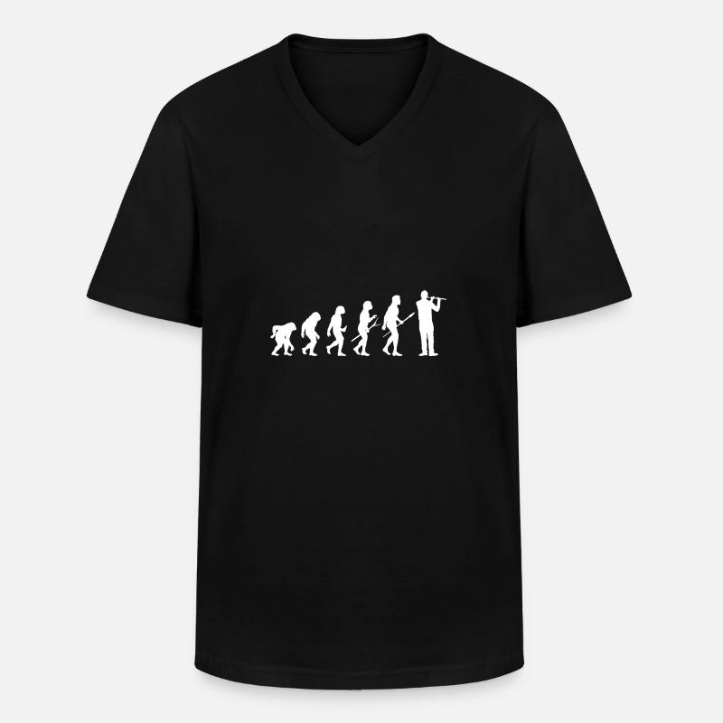 Flûtiste Evolution Flûte - T-shirt col V Homme - noir