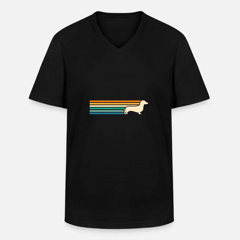 Hund Dackel - Männer-T-Shirt mit V-Ausschnitt - Schwarz