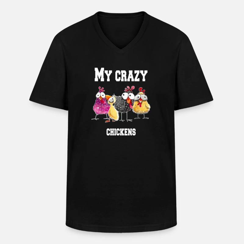 My crazy chickens - Männer-T-Shirt mit V-Ausschnitt - Schwarz