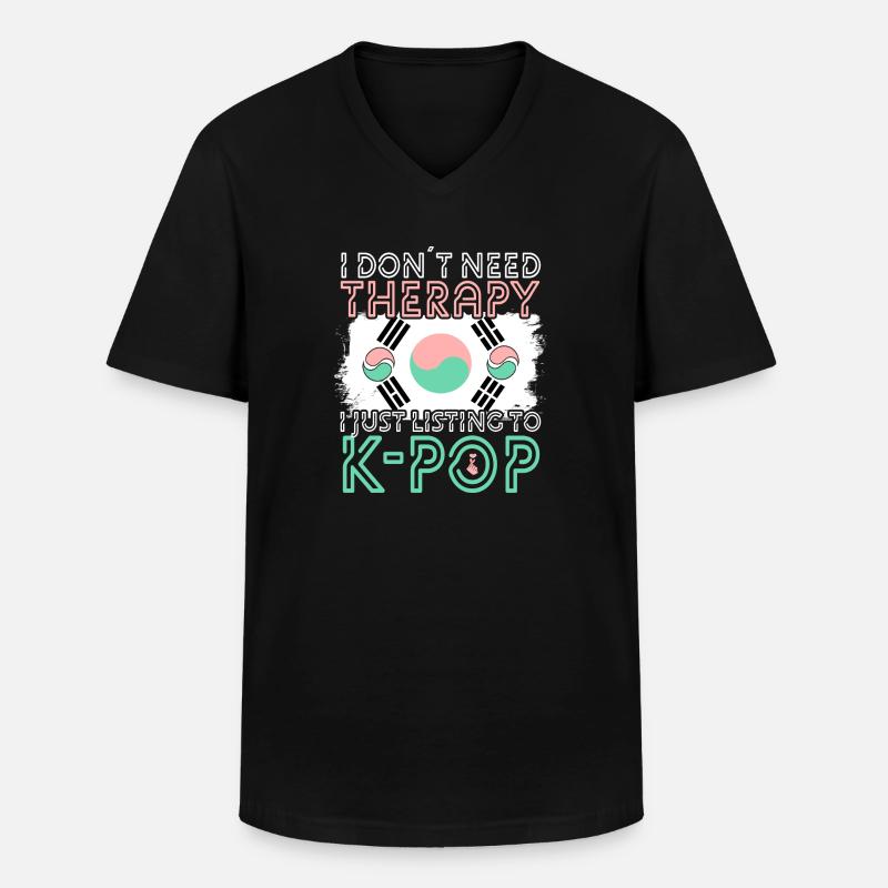 K-Pop - Männer-T-Shirt mit V-Ausschnitt - Schwarz