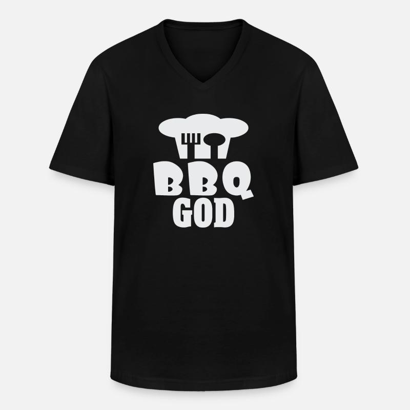 BBQ GOTT - Männer-T-Shirt mit V-Ausschnitt - Schwarz
