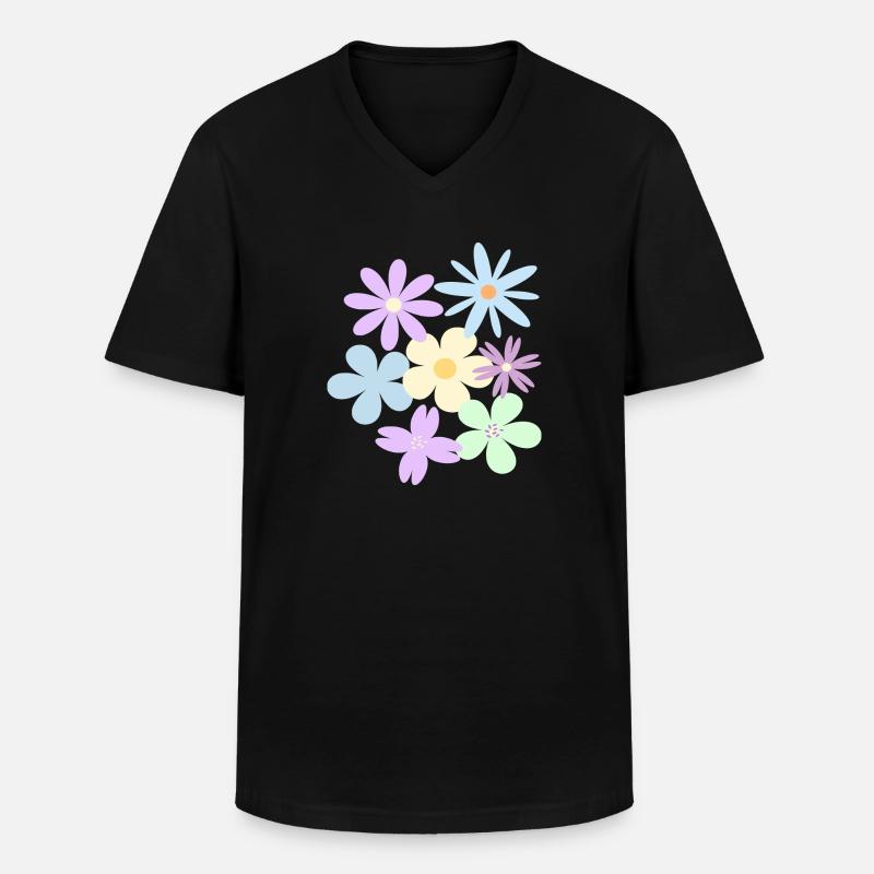 Blumen - Männer-T-Shirt mit V-Ausschnitt - Schwarz