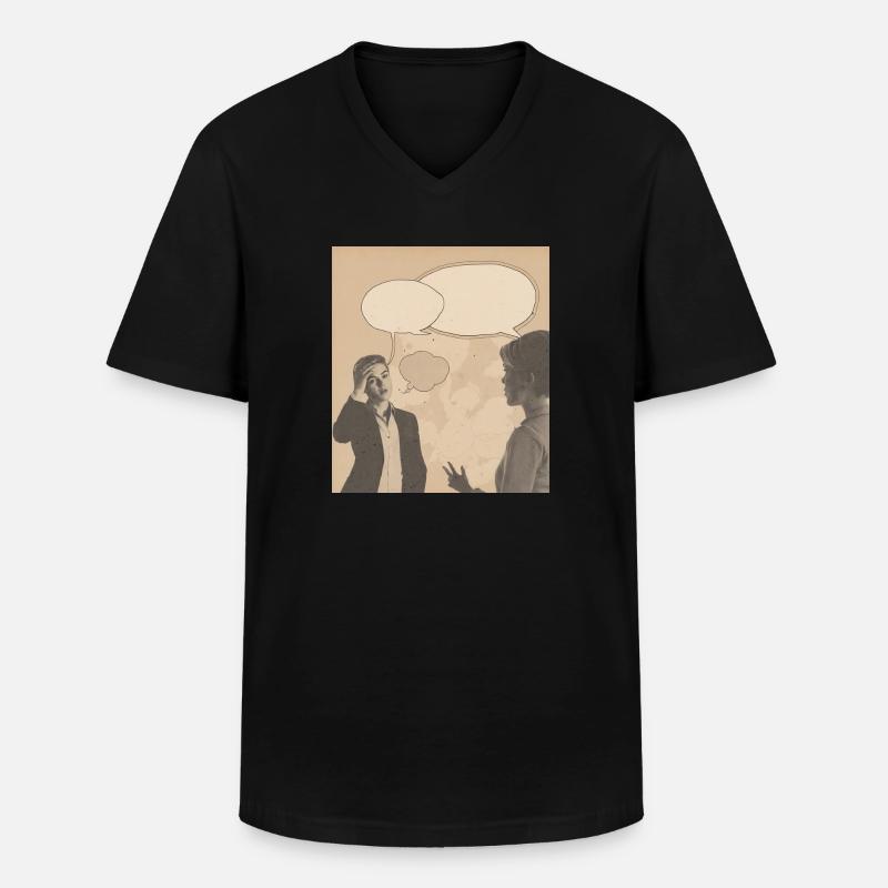 Retro-Konversation - Männer-T-Shirt mit V-Ausschnitt - Schwarz