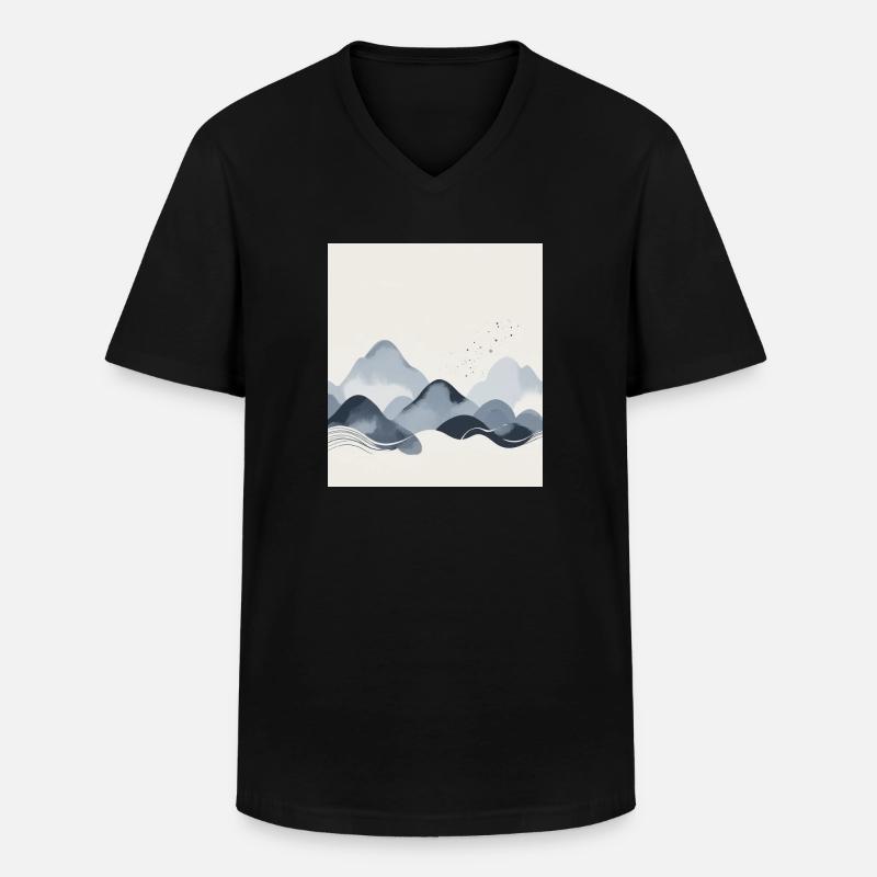 Abstrakte Berge - Männer-T-Shirt mit V-Ausschnitt - Schwarz