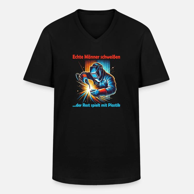 echte schweißer - Männer-T-Shirt mit V-Ausschnitt - Schwarz