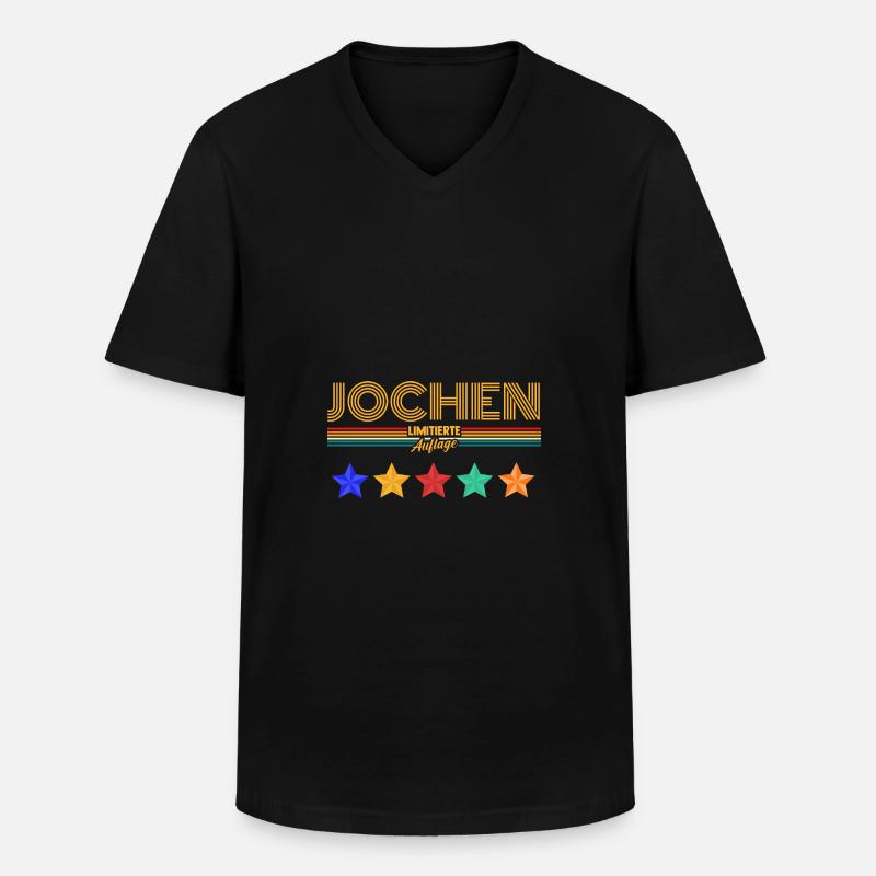 Jochen - Männer-T-Shirt mit V-Ausschnitt - Schwarz