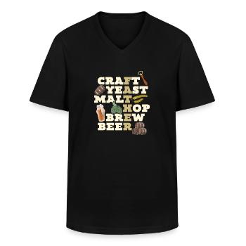Craft Yeast Malt Hop Brew Beer - Perfect for - Men's V-Neck T-Shirt - black - Front - AI Model Male 178 dark (178cm)