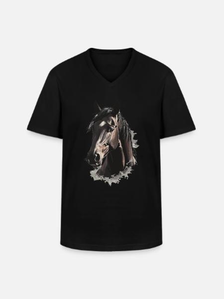 Pferd - Männer-T-Shirt mit V-Ausschnitt - Schwarz